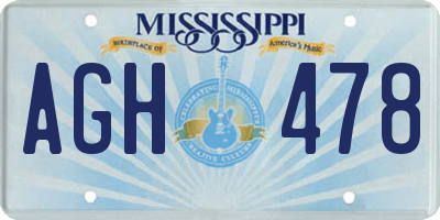 MS license plate AGH478