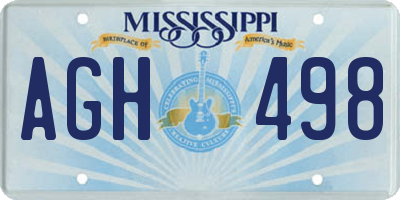 MS license plate AGH498