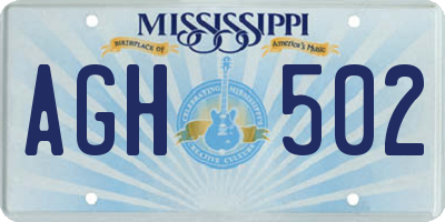 MS license plate AGH502