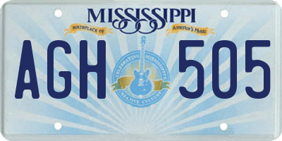 MS license plate AGH505