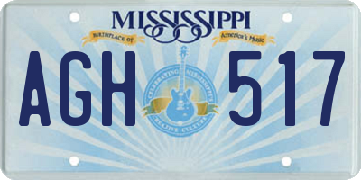 MS license plate AGH517