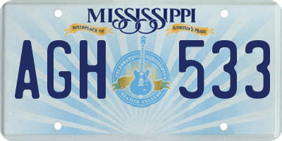 MS license plate AGH533
