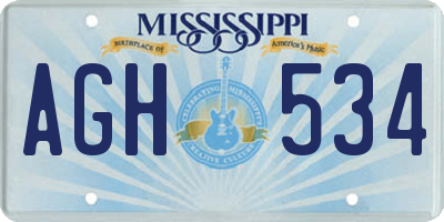 MS license plate AGH534