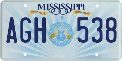 MS license plate AGH538