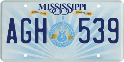 MS license plate AGH539