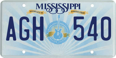 MS license plate AGH540