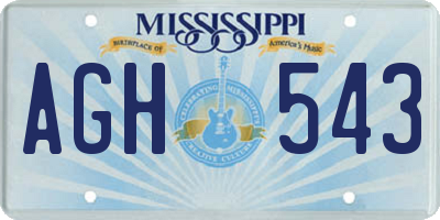MS license plate AGH543