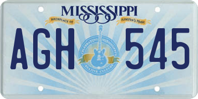 MS license plate AGH545