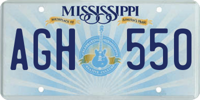 MS license plate AGH550