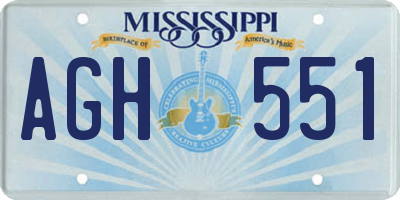 MS license plate AGH551
