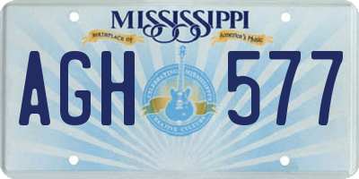 MS license plate AGH577