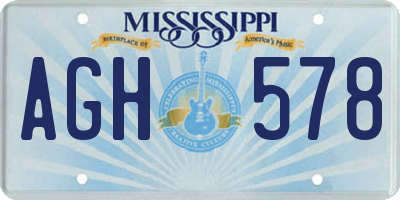 MS license plate AGH578