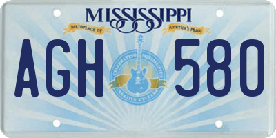 MS license plate AGH580