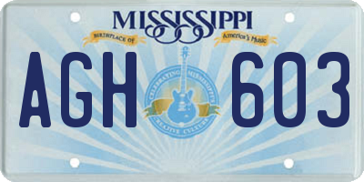 MS license plate AGH603