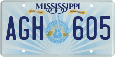 MS license plate AGH605