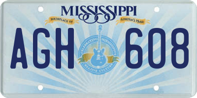MS license plate AGH608
