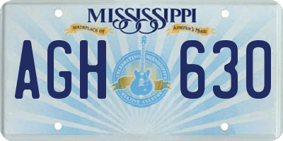 MS license plate AGH630