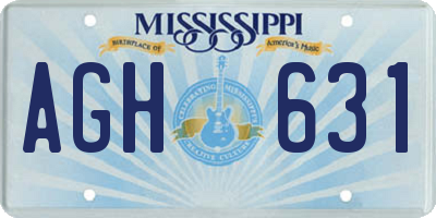 MS license plate AGH631