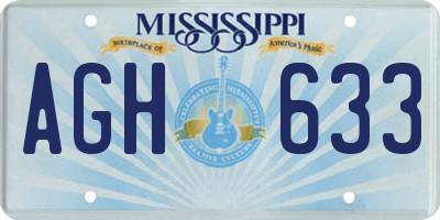 MS license plate AGH633