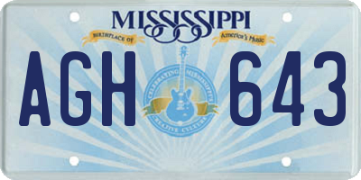 MS license plate AGH643