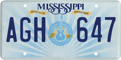 MS license plate AGH647