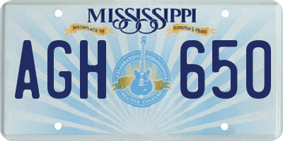 MS license plate AGH650