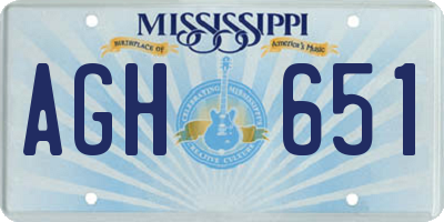 MS license plate AGH651