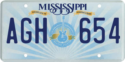 MS license plate AGH654