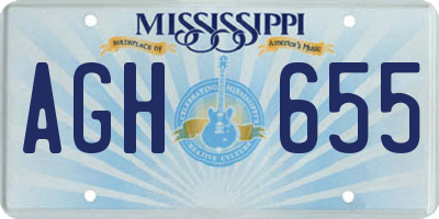 MS license plate AGH655