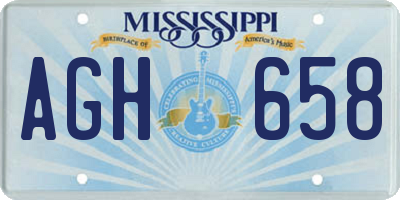 MS license plate AGH658
