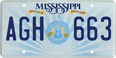 MS license plate AGH663