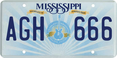 MS license plate AGH666