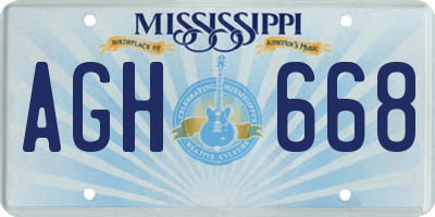 MS license plate AGH668