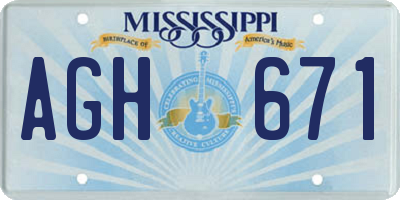 MS license plate AGH671
