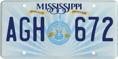 MS license plate AGH672