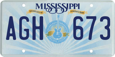 MS license plate AGH673