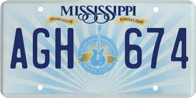 MS license plate AGH674