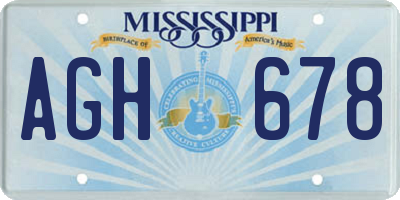 MS license plate AGH678