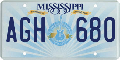 MS license plate AGH680