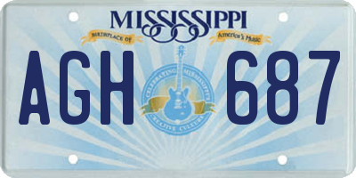 MS license plate AGH687