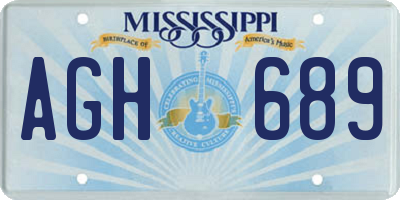MS license plate AGH689