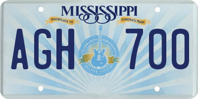 MS license plate AGH700
