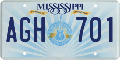 MS license plate AGH701