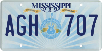 MS license plate AGH707