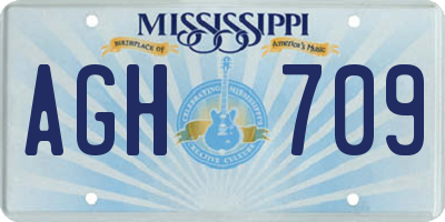 MS license plate AGH709