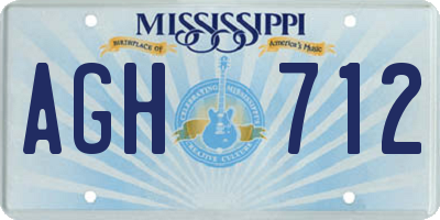 MS license plate AGH712