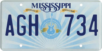 MS license plate AGH734