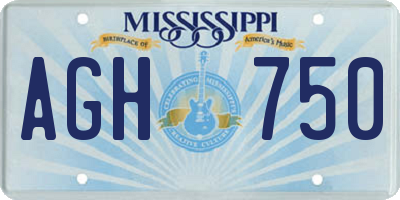 MS license plate AGH750