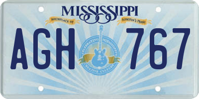 MS license plate AGH767