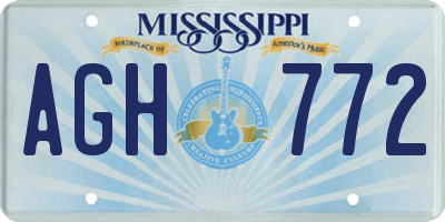 MS license plate AGH772